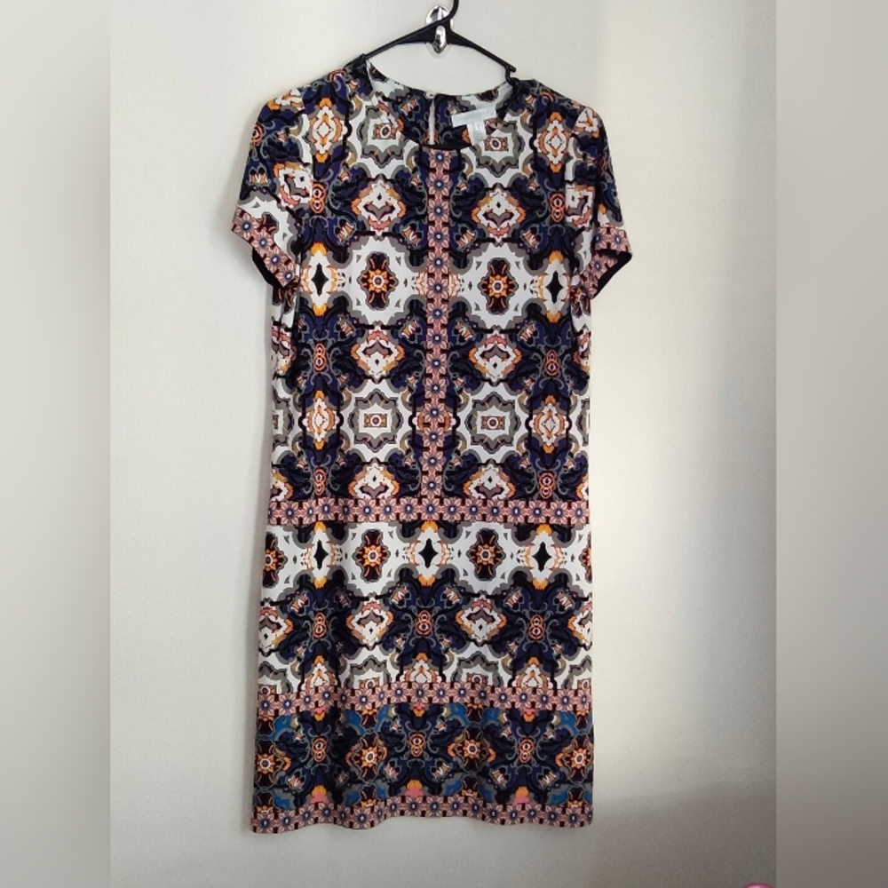 London Times Dress 6 Multi-Colors Midi Bohemian Church Geometric Academia Office
